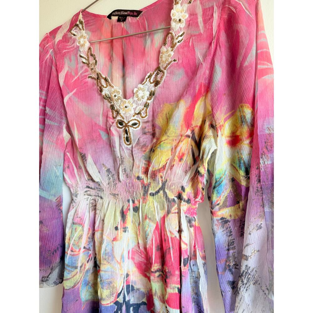 Y2k Flowy Top Vintage Mushka Sienna Rose Medium - Picture 2 of 6